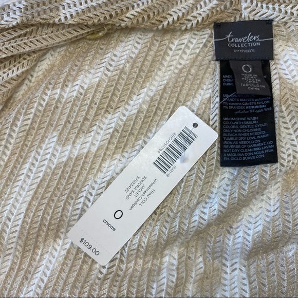 NWT Chico’s Travelers Collection Wheatmesh Cardigan Jacket Sonora Sand Sz 0 (XS) - Picture 9 of 10